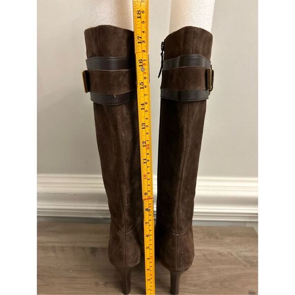 Cole Haan NikeAir Nicole Suede Heel Boots 6.5B Equestrian gold buckle dressy par - Picture 7 of 11